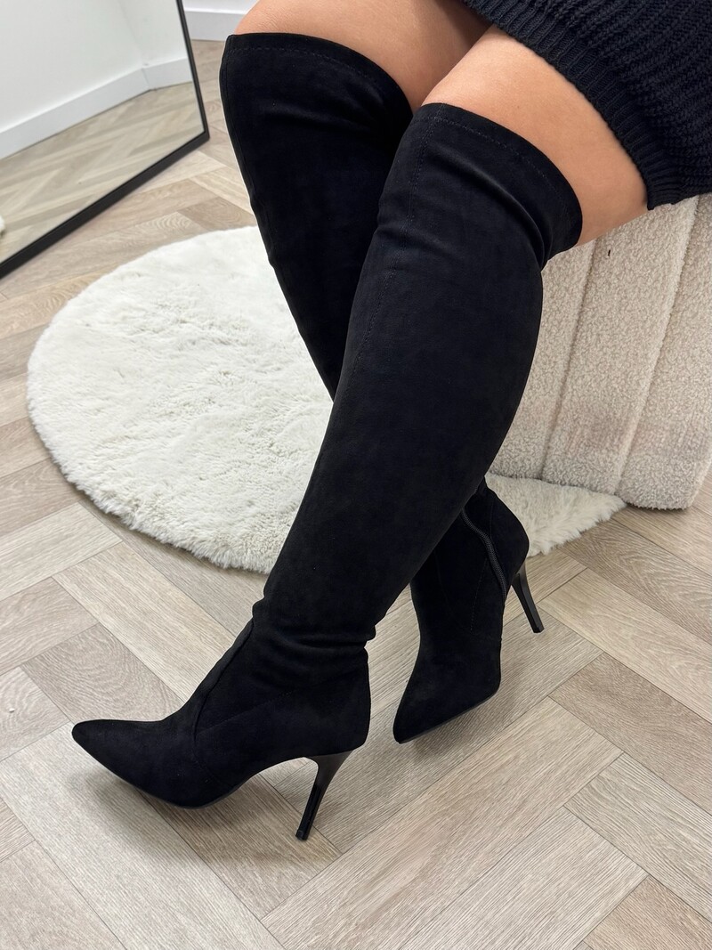 Overknee boots hak Suede Kristie DES613S Black