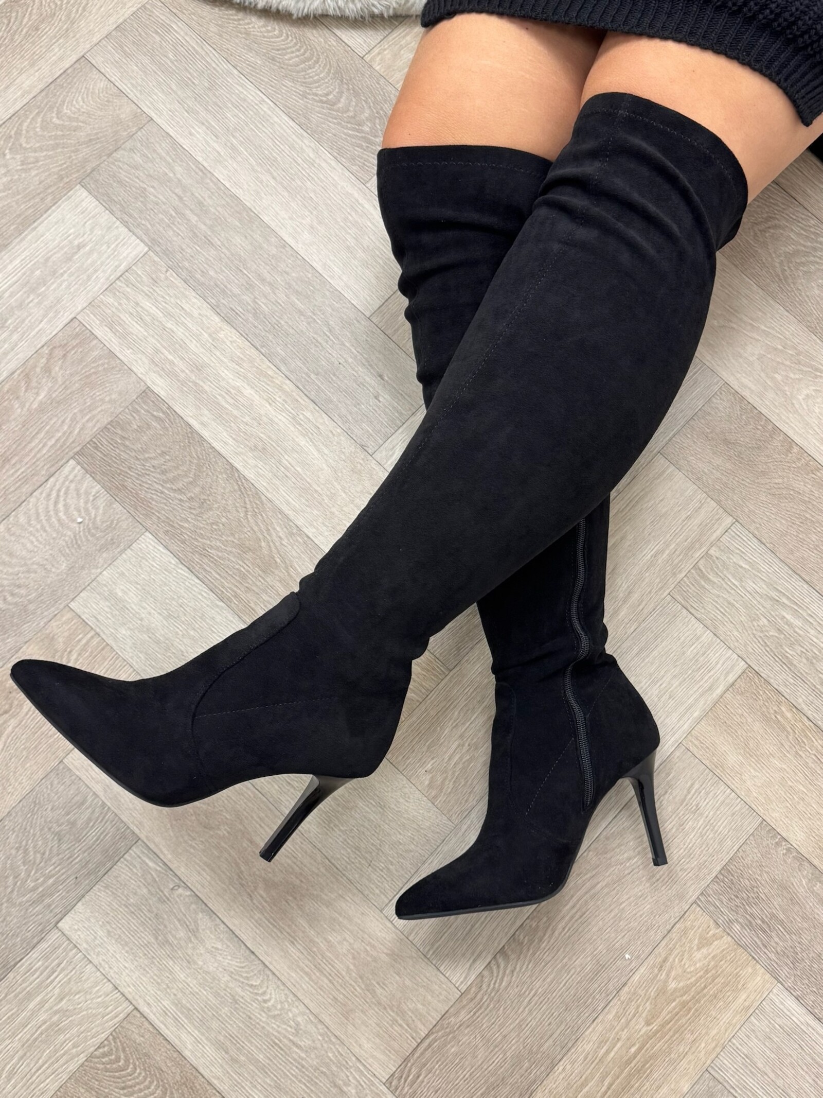 Overknee boots hak Suede Kristie DES613S Black