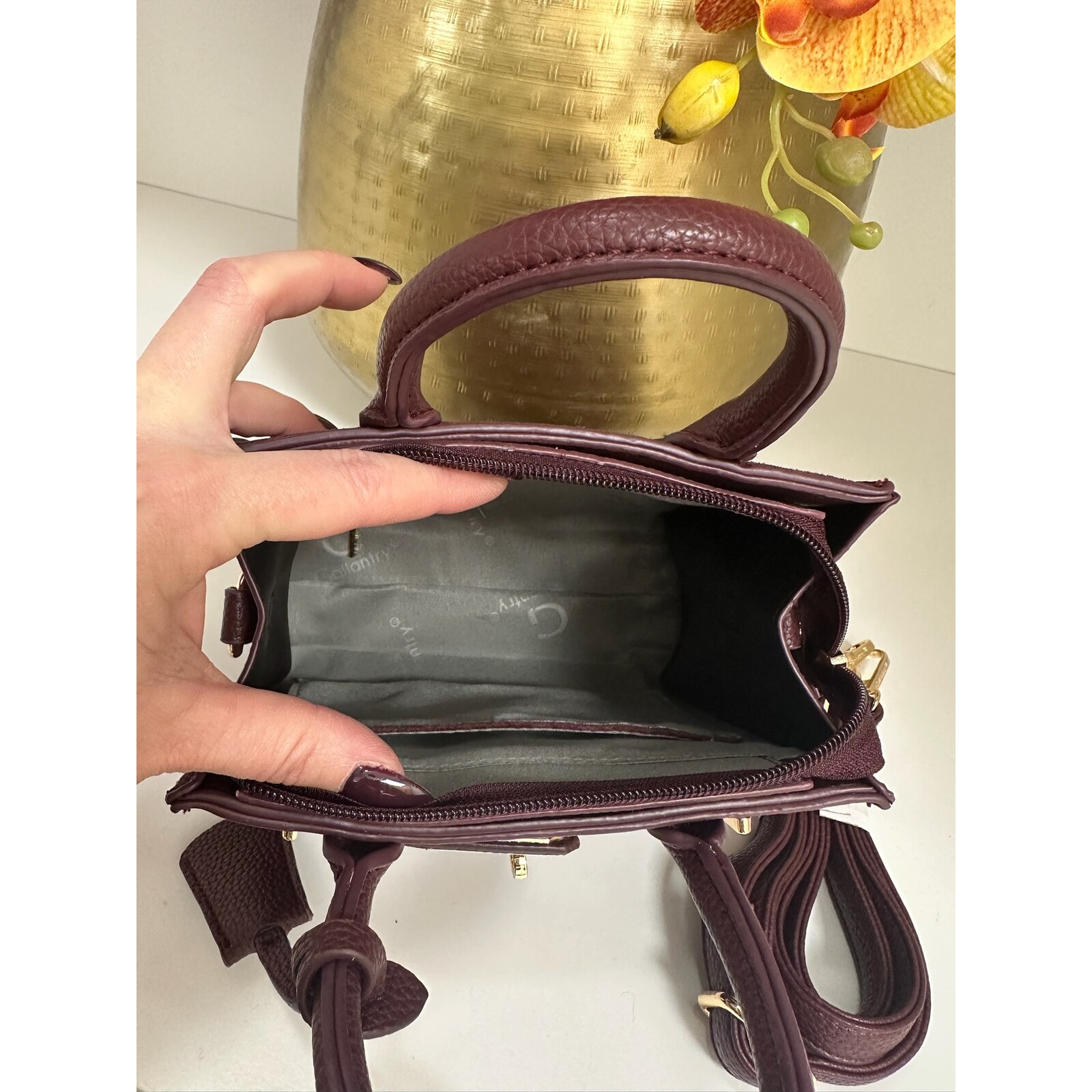 Suede bag Kelsy Wine