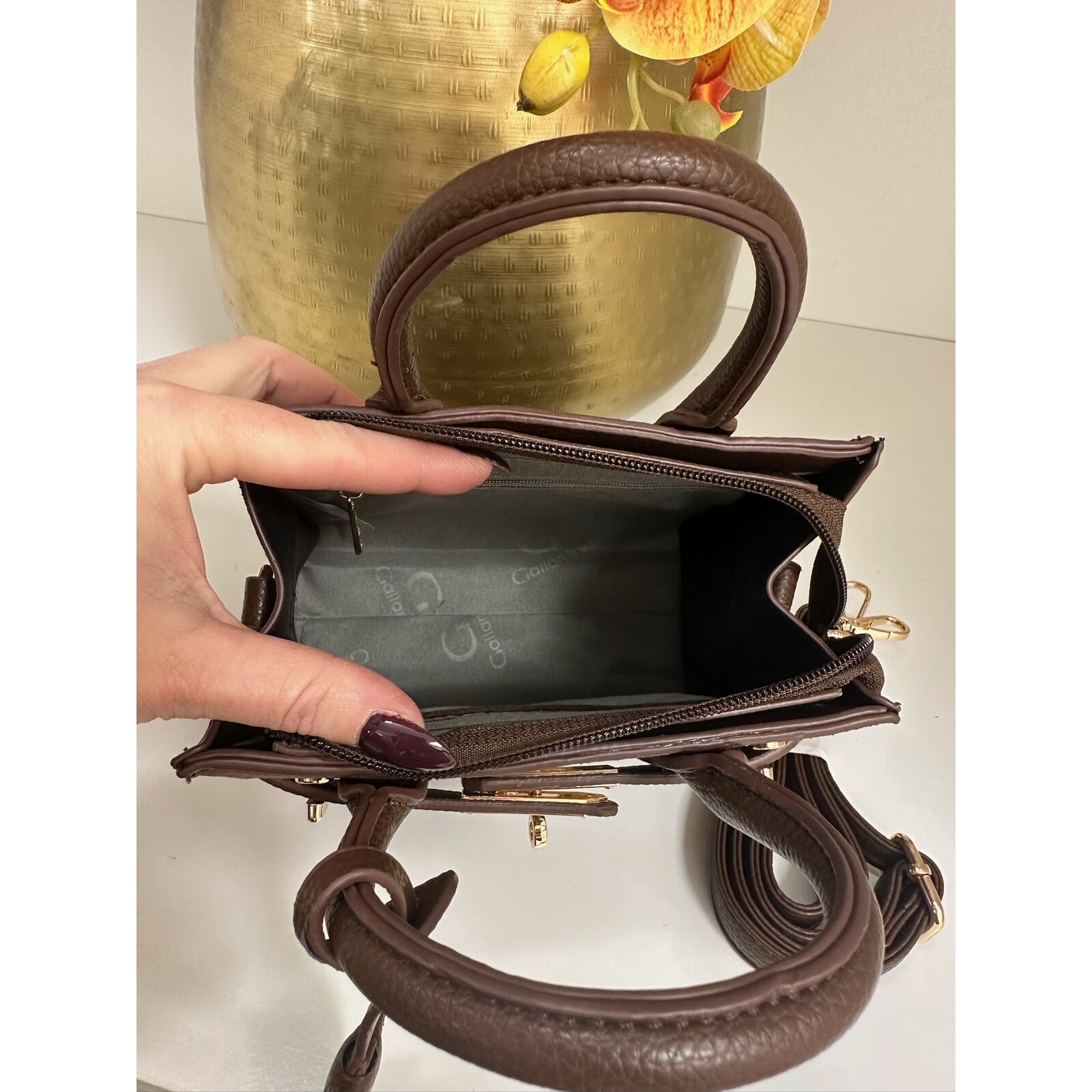 Suede bag Kelsy Choco