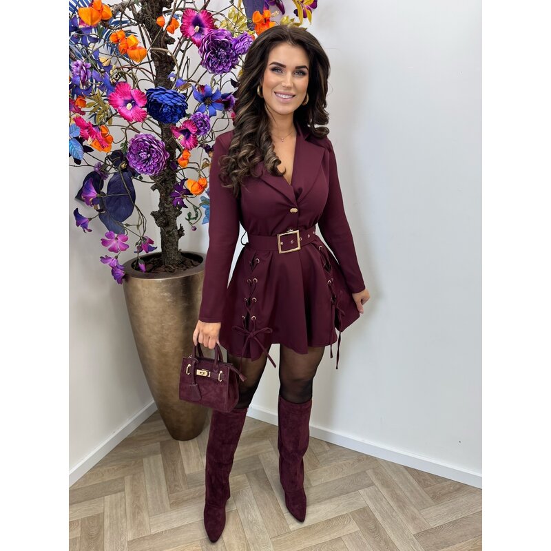 Dress Missy peplum Bordeaux