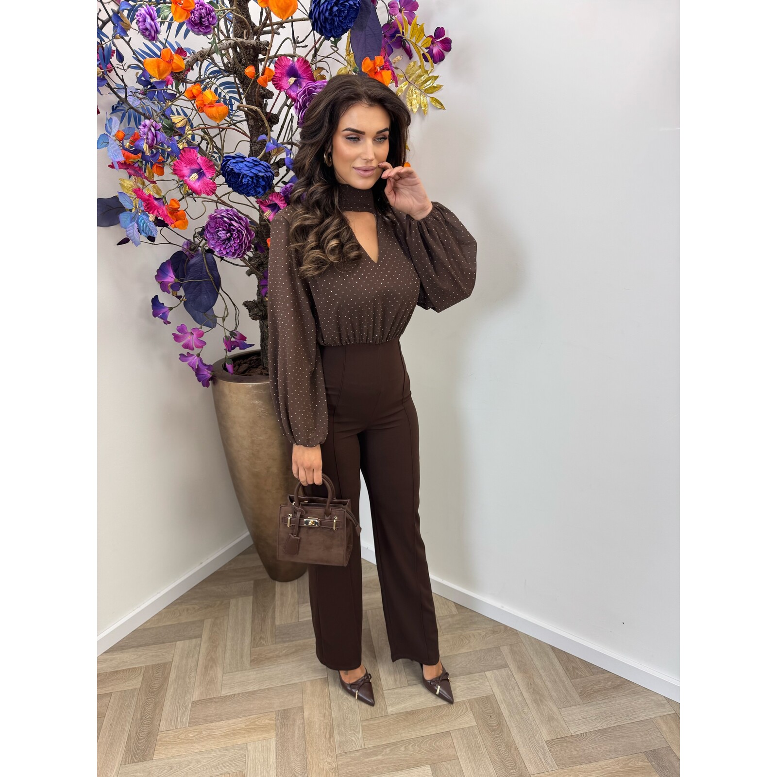 Jumpsuit mini diamonds Stella Choco