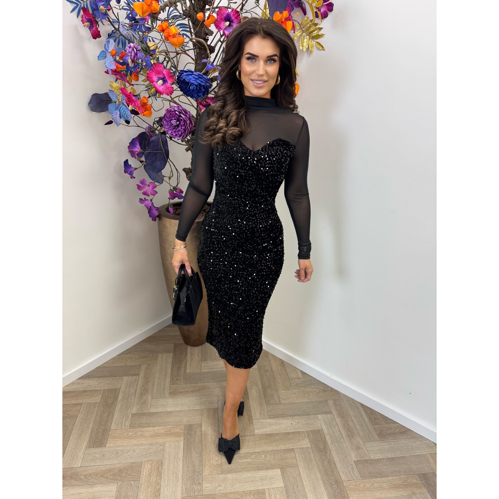 Long Dress pailletten 02-3571 Black