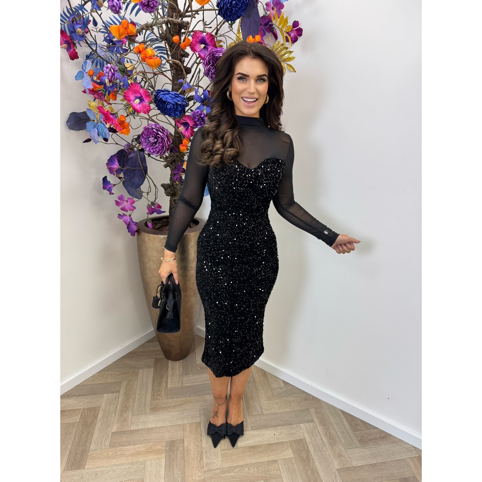 Long Dress pailletten 02-3571 Black