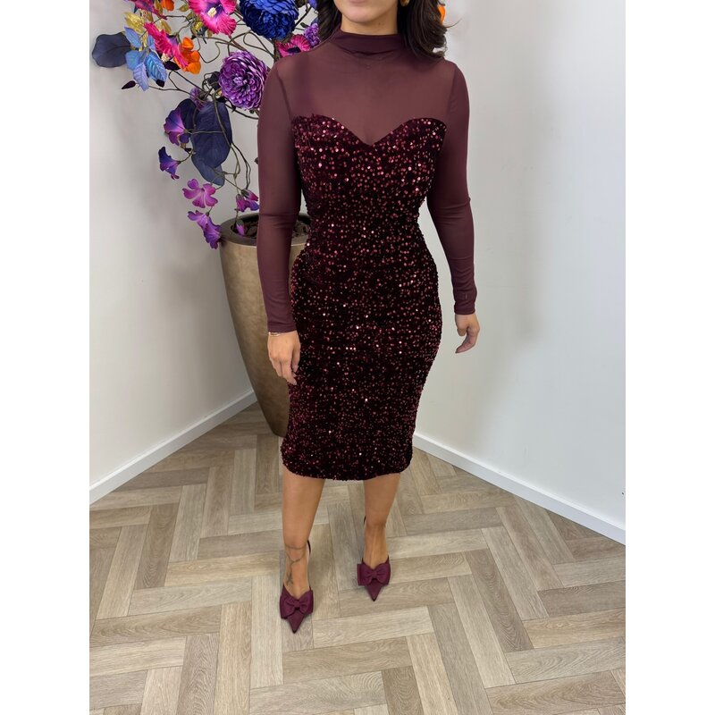 Long Dress pailletten 02-3571 Wine