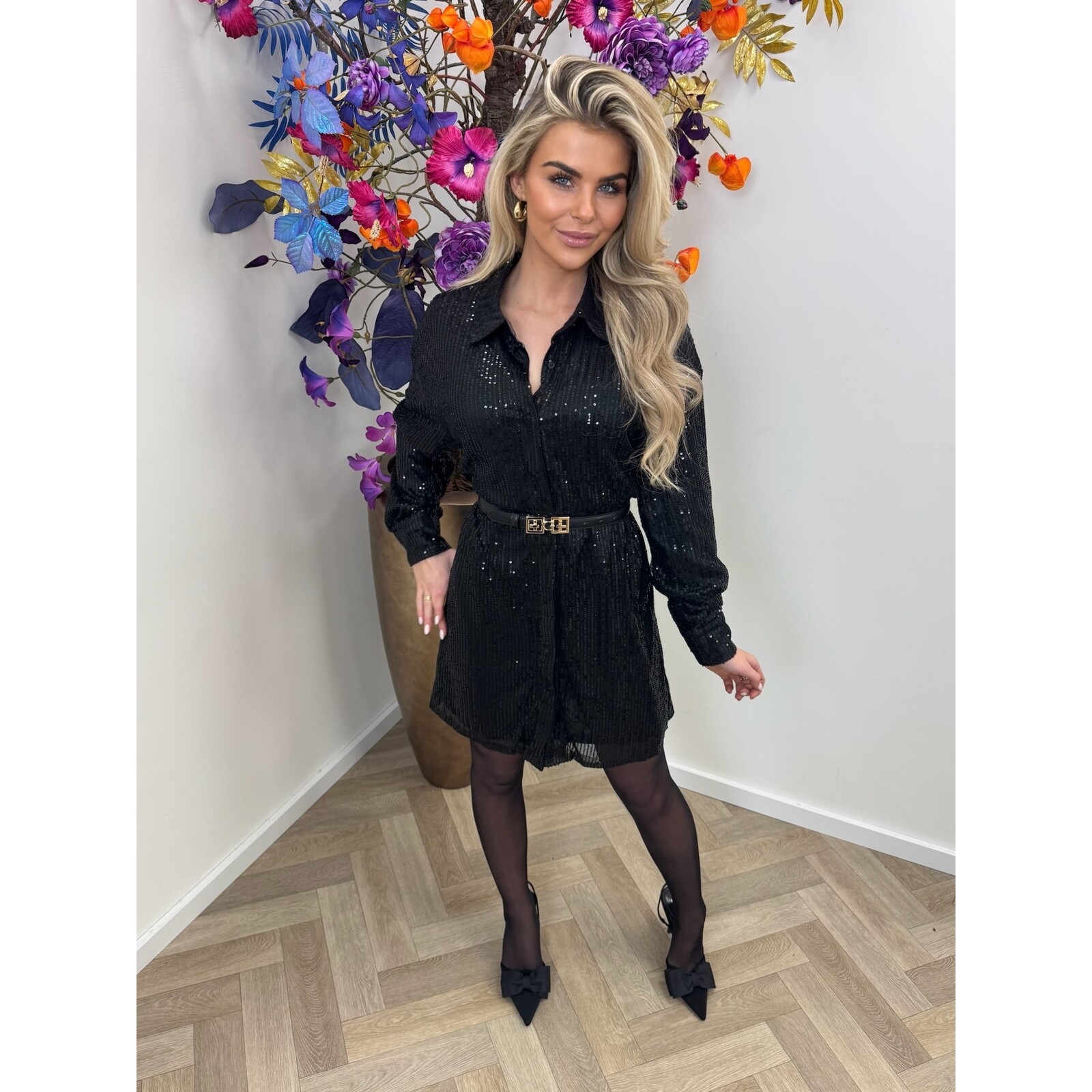 Blouse Dress pailletten GM-8255 Black