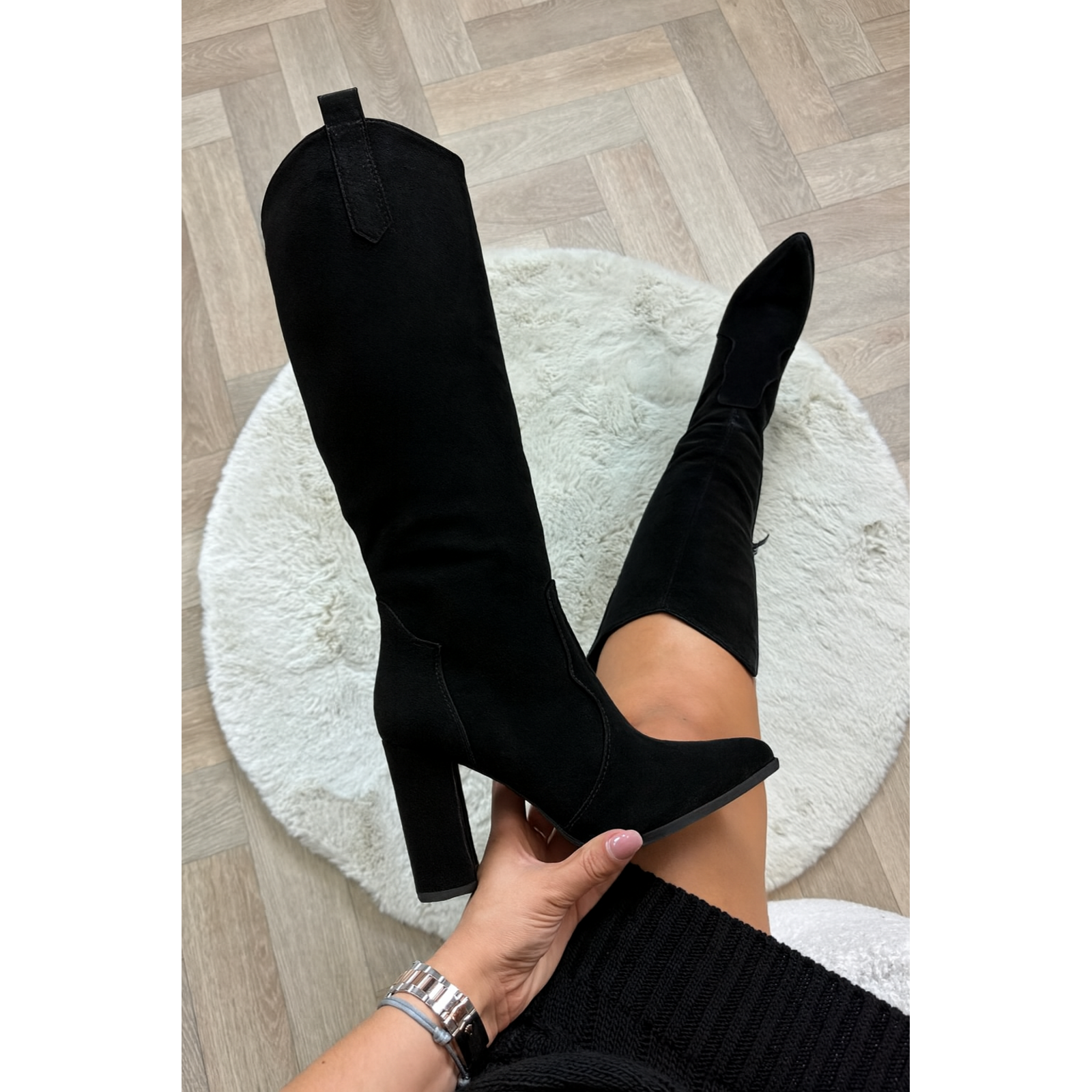Long Boots Suede Kim Black H8-598