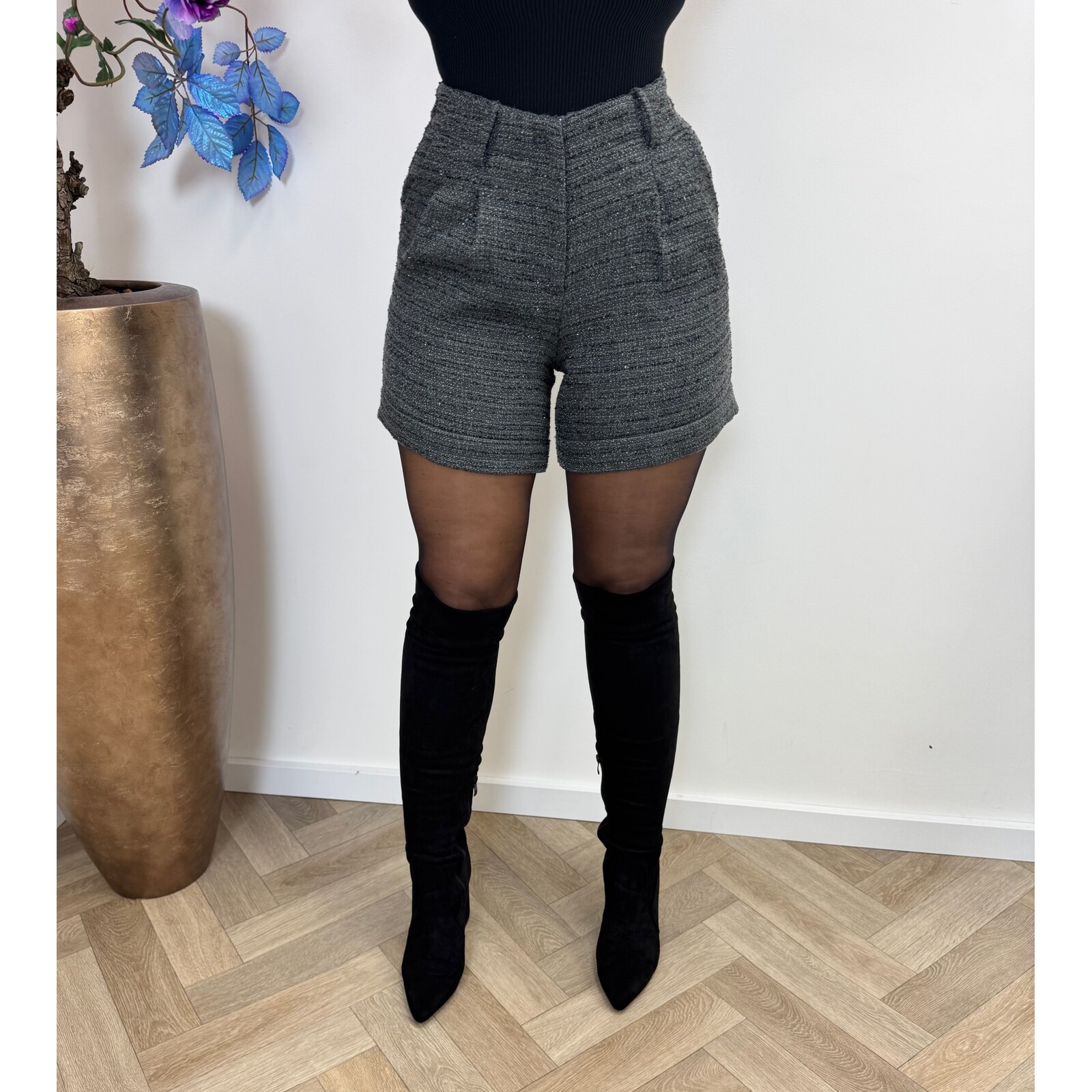 Lurex tweed short PC115 Grey