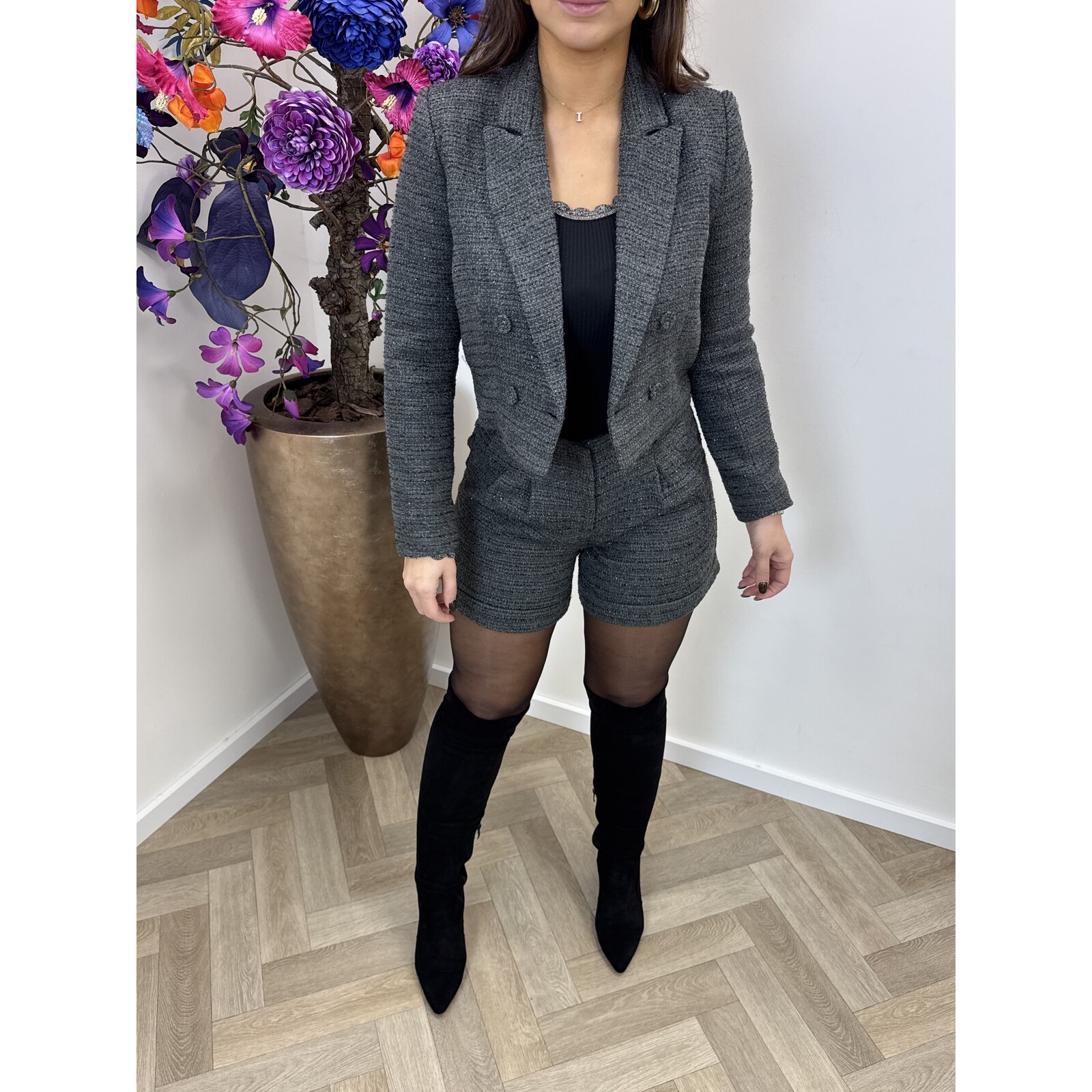 Lurex Tweed jacket V324 Grey