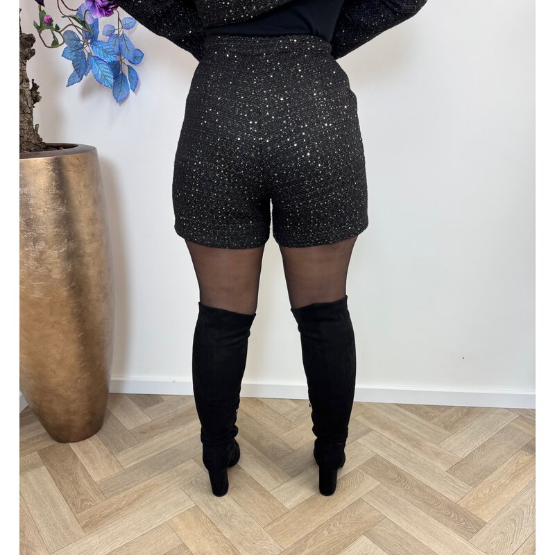Short Tweed goud glitter Black 89123