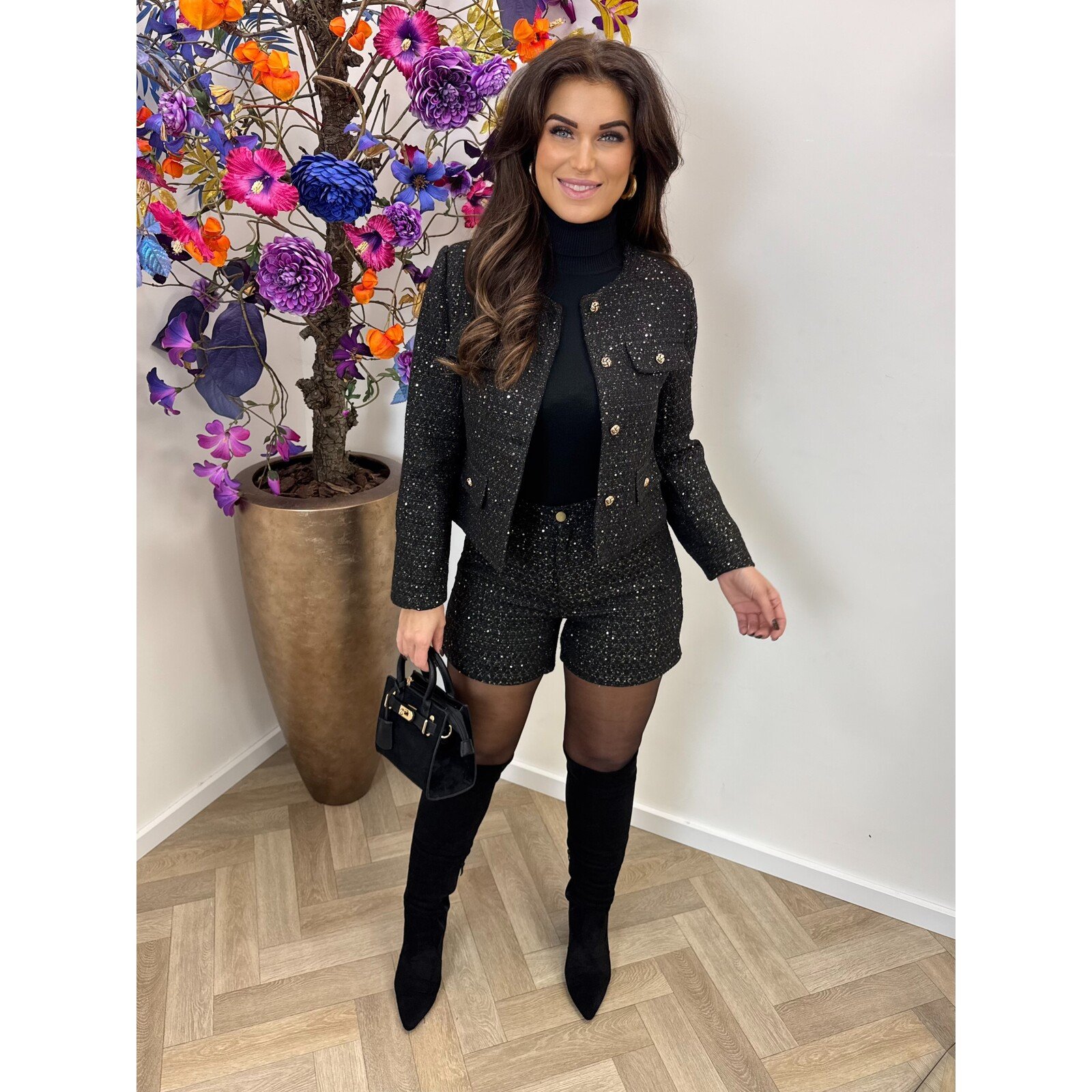 Tweed Jacket goud glitter Black 89121