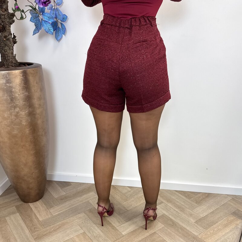 Lurex tweed short PC115  Bordeaux