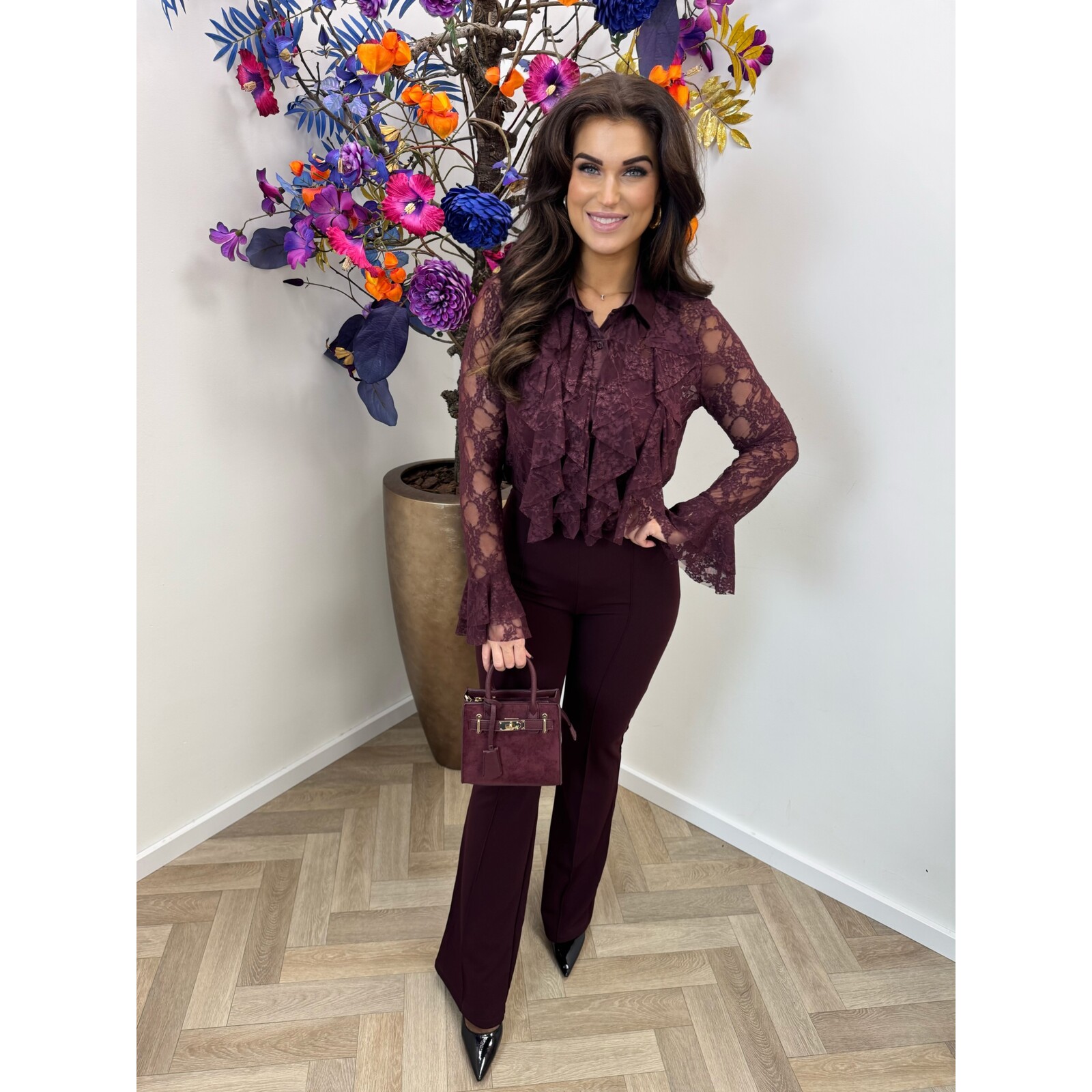 Blouse Lace ruffle VMCK1018 Voilet