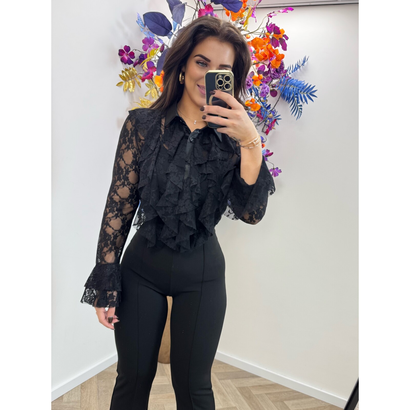 Blouse Lace ruffle VMCK1018 black