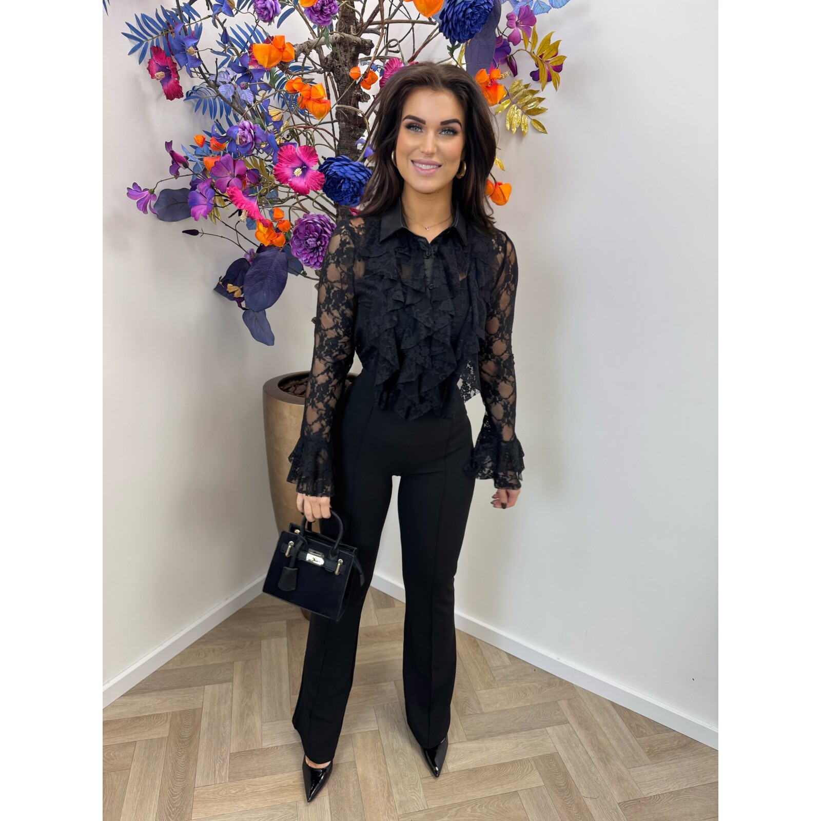 Blouse Lace ruffle VMCK1018 black