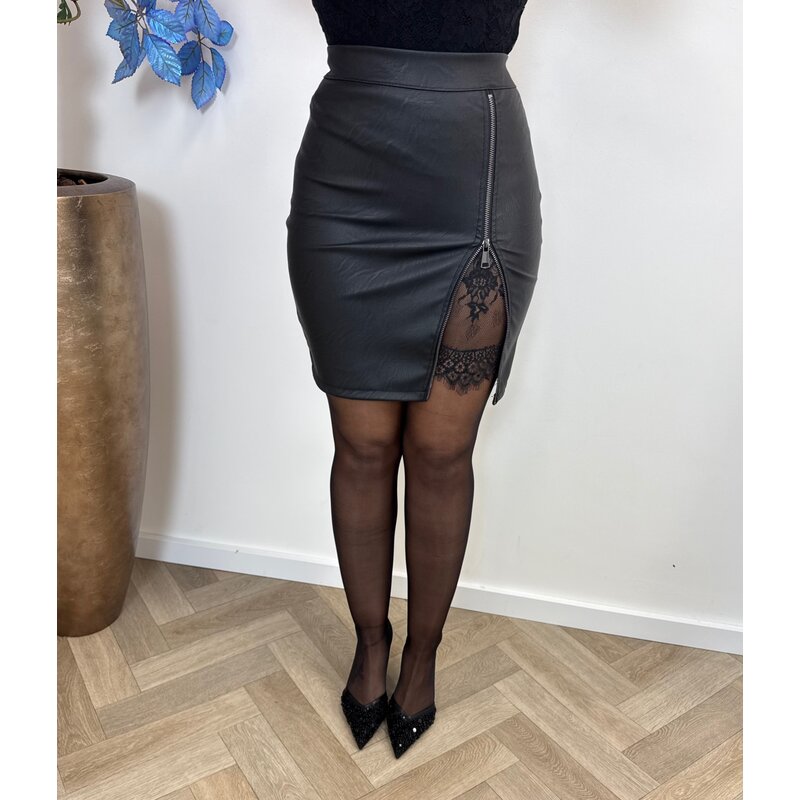 Skirt leder Lace Black