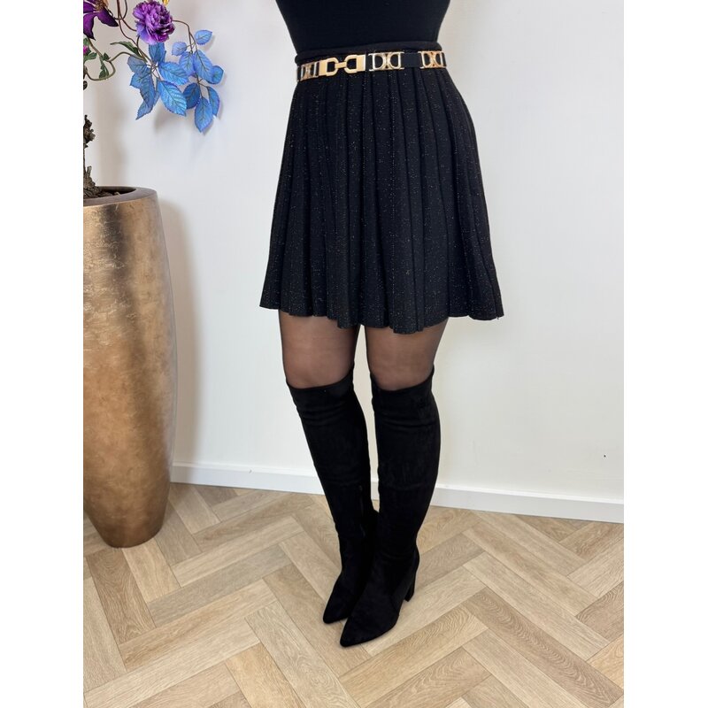 Skirt Wijd Glitter Black  QX620