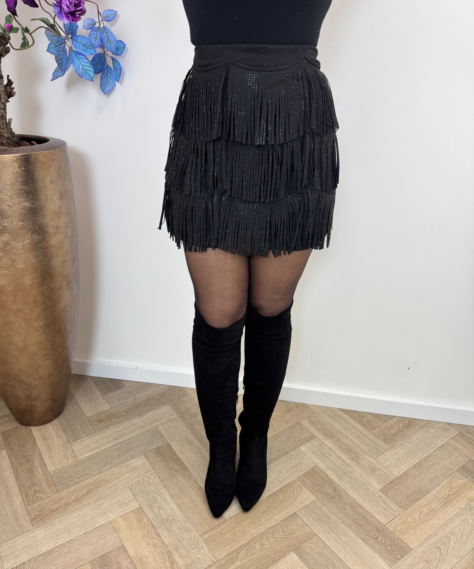 Skirt Diamonds Franje Black L20807