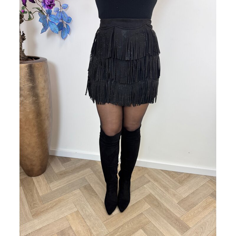 Skirt Diamonds Franje Black L20807