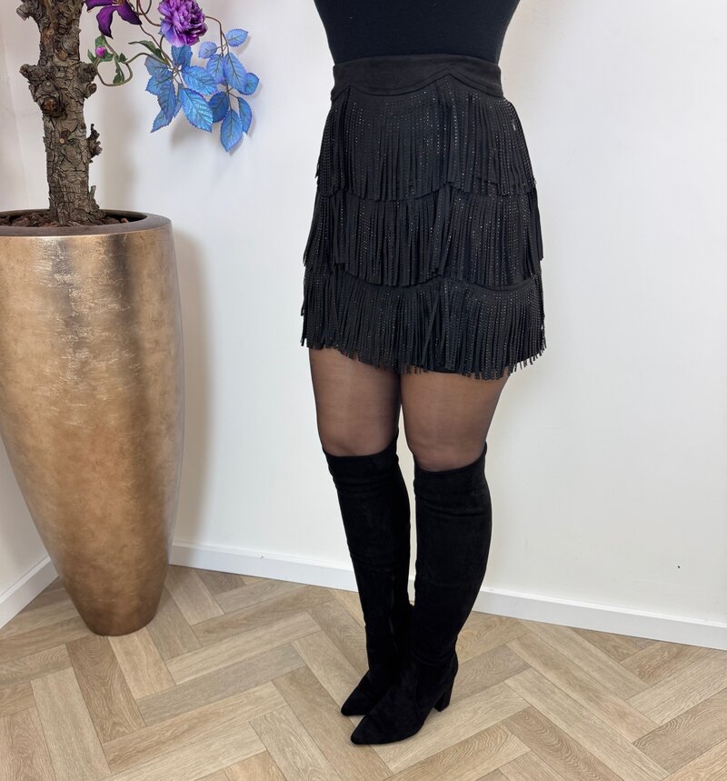 Skirt Diamonds Franje Black L20807