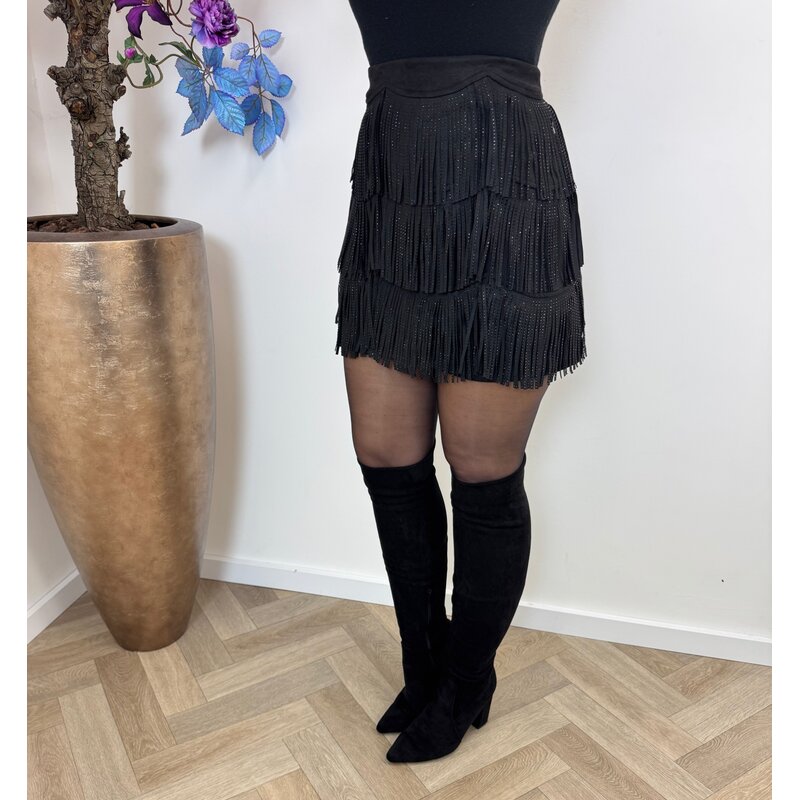 Skirt Diamonds Franje Black L20807
