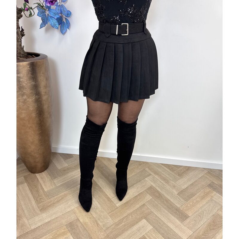 Skort Suede Peplum Black 9901