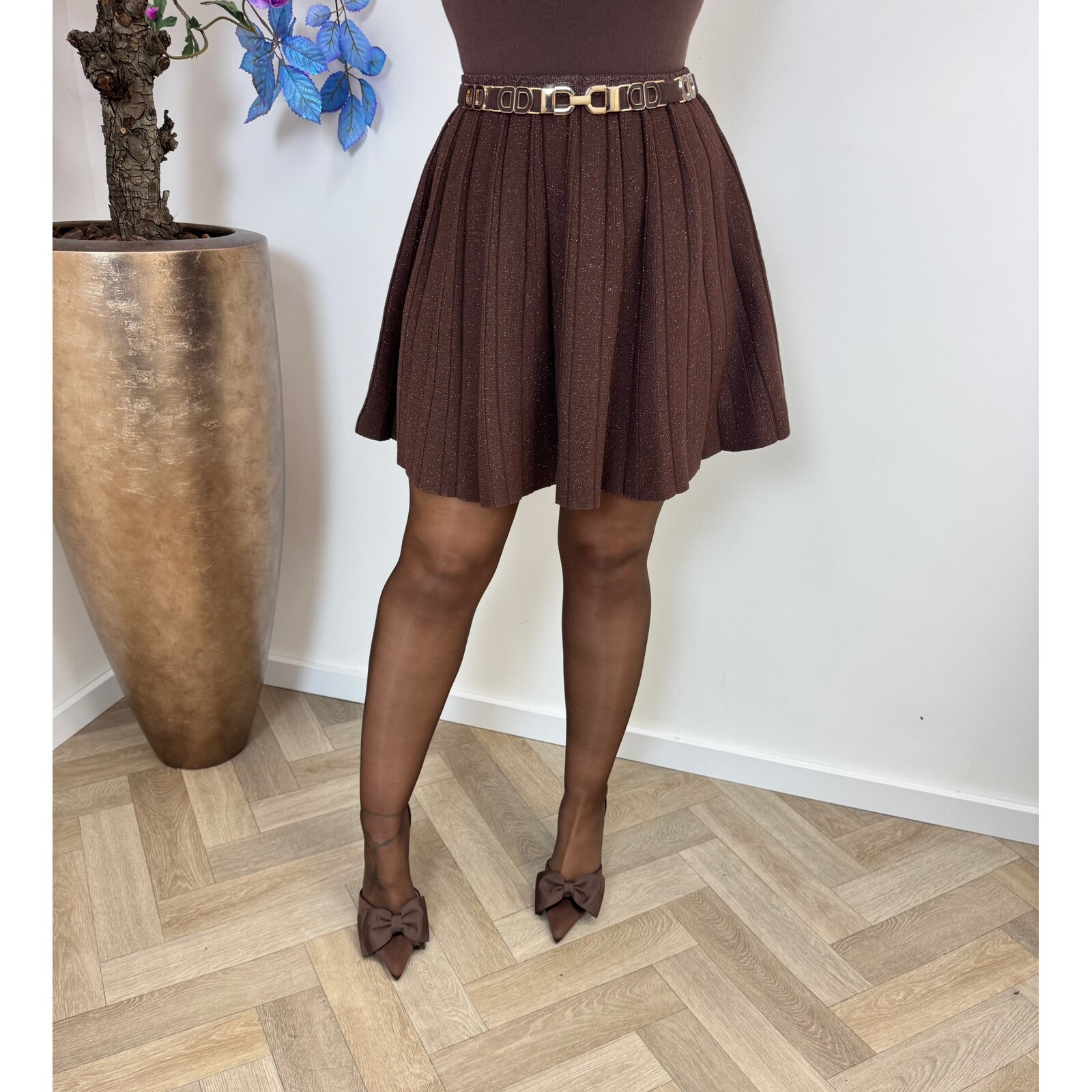 Skirt Wijd Glitter Choco QX620