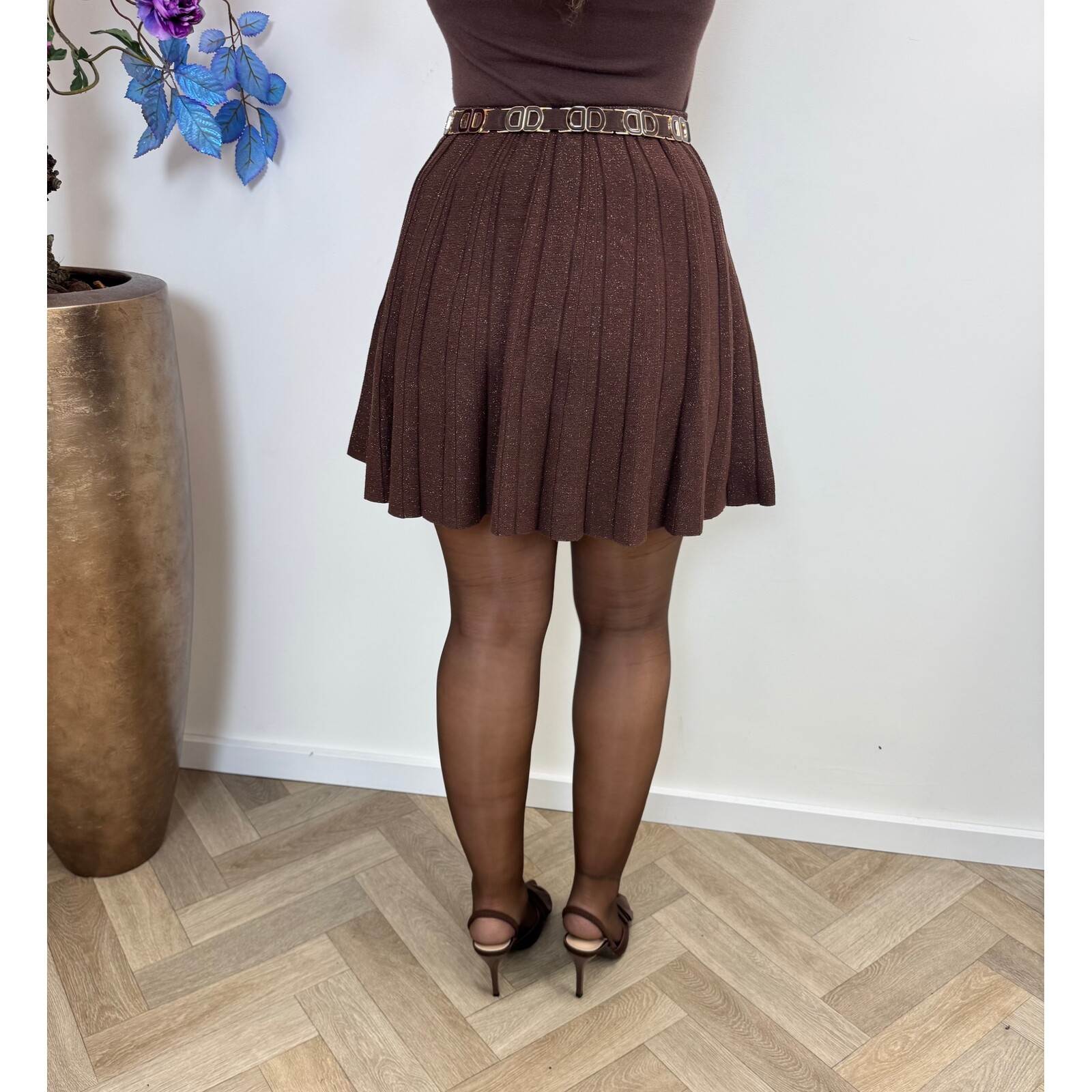 Skirt Wijd Glitter Choco QX620