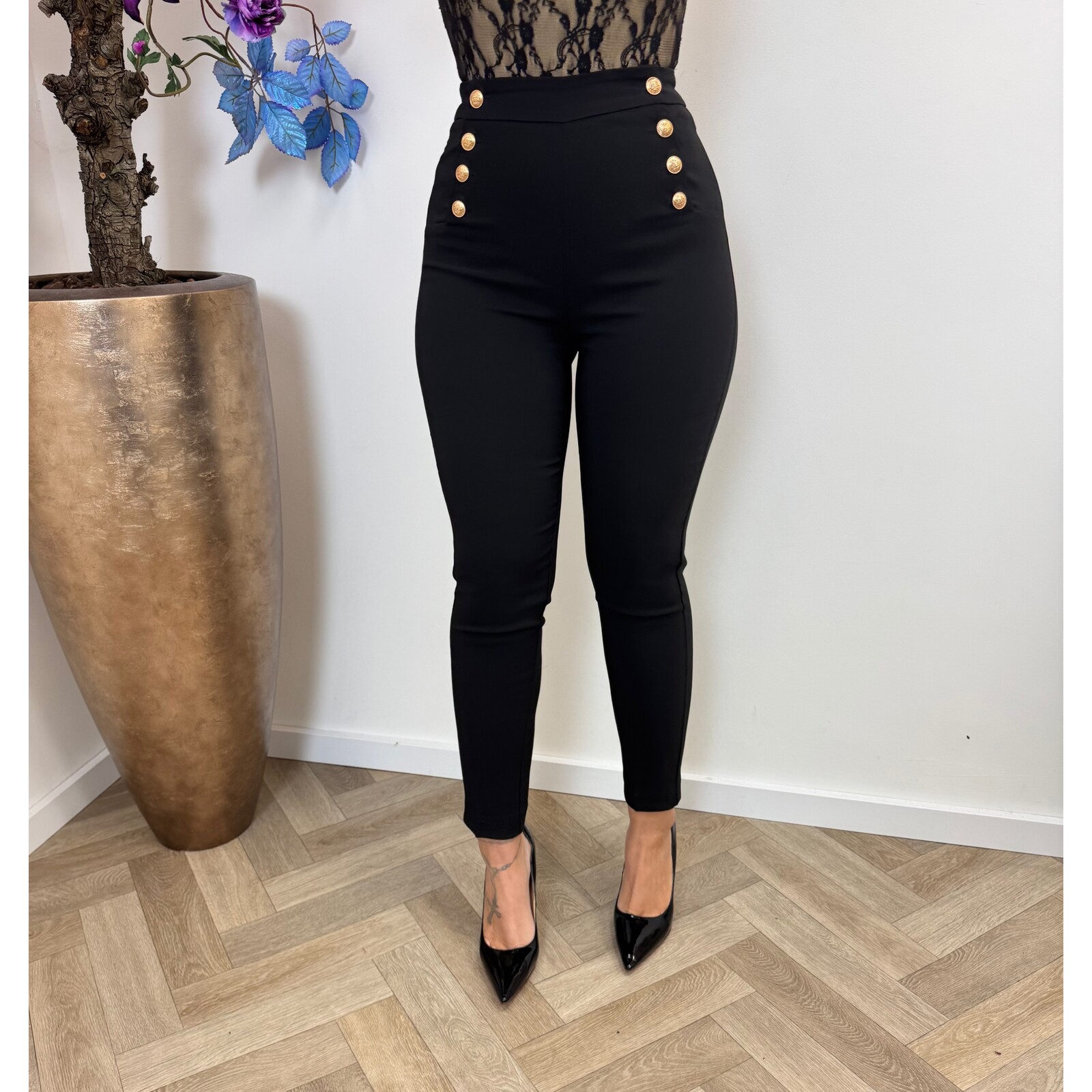 Luxury Pants Button Black P104