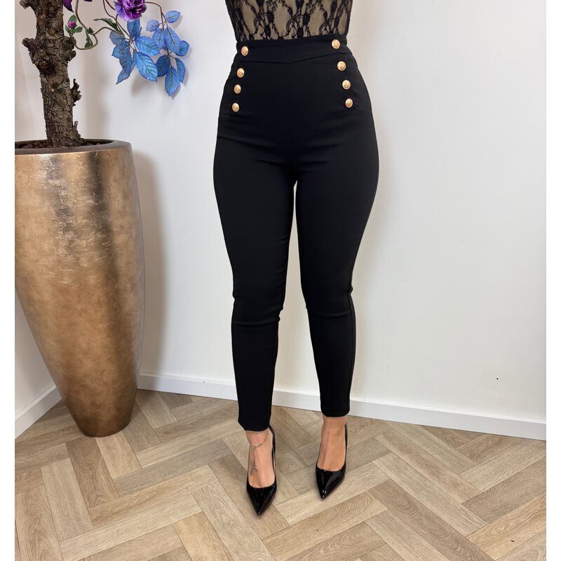 Luxury Pants Button Black P104