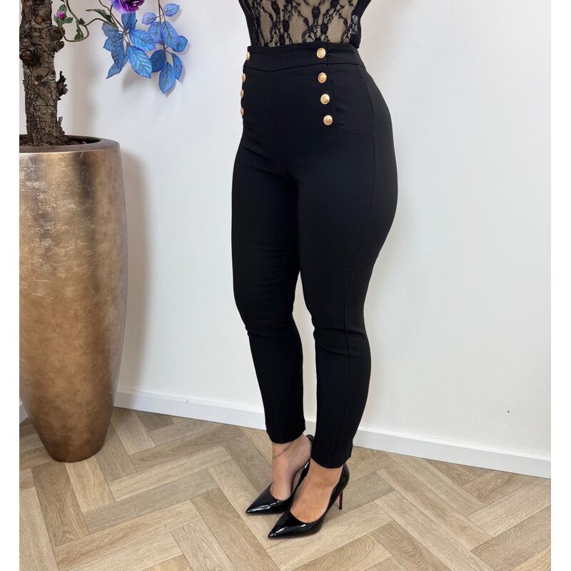 Luxury Pants Button Black P104
