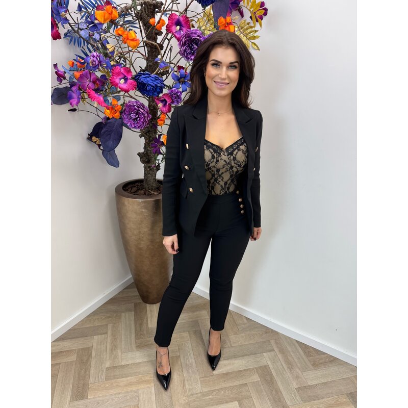 Luxury Blazer Button  Black V195