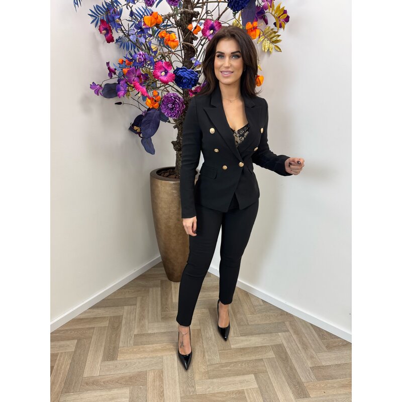 Luxury Blazer Button  Black V195