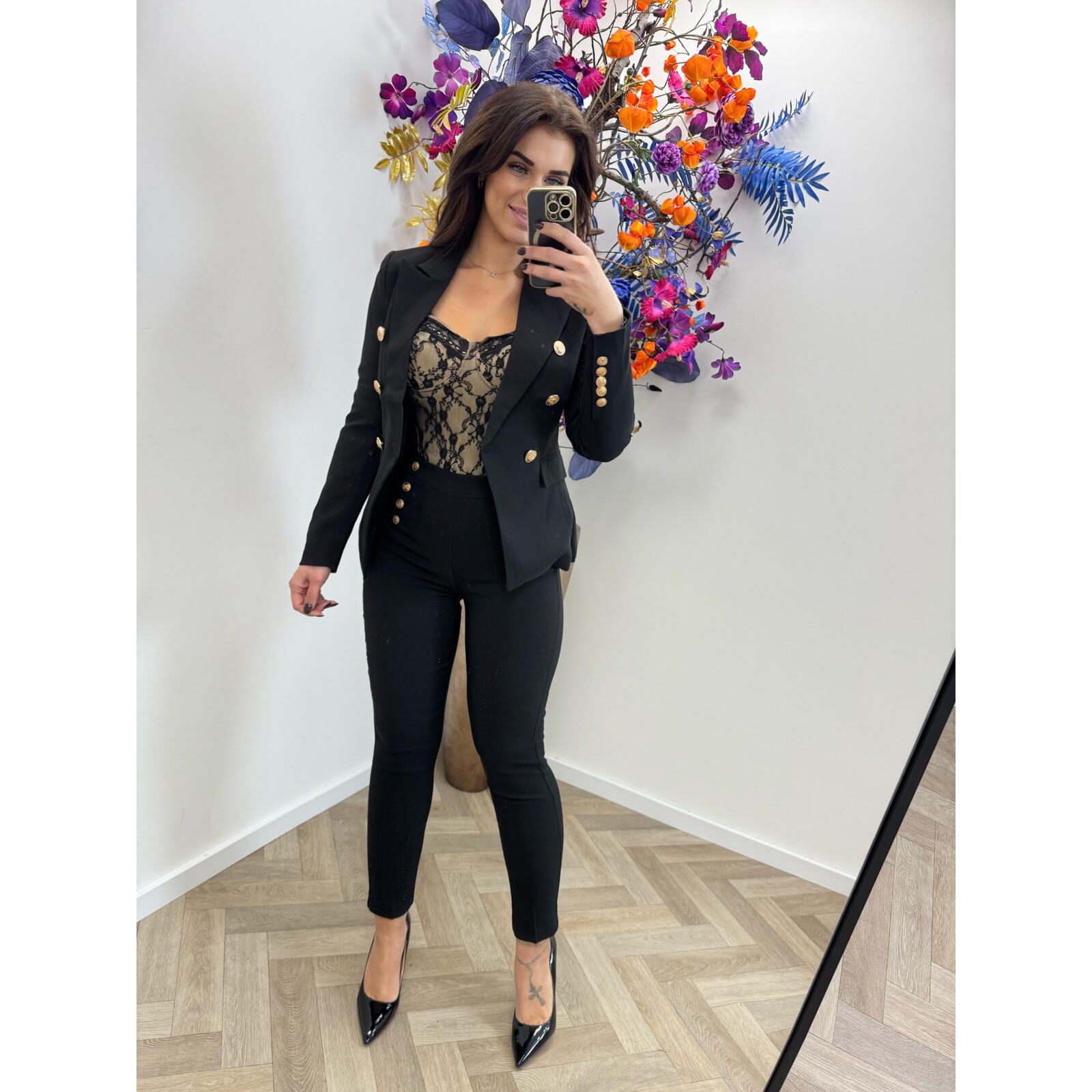 Luxury Blazer Button  Black V195