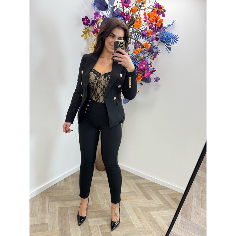 Luxury Blazer Button  Black V195