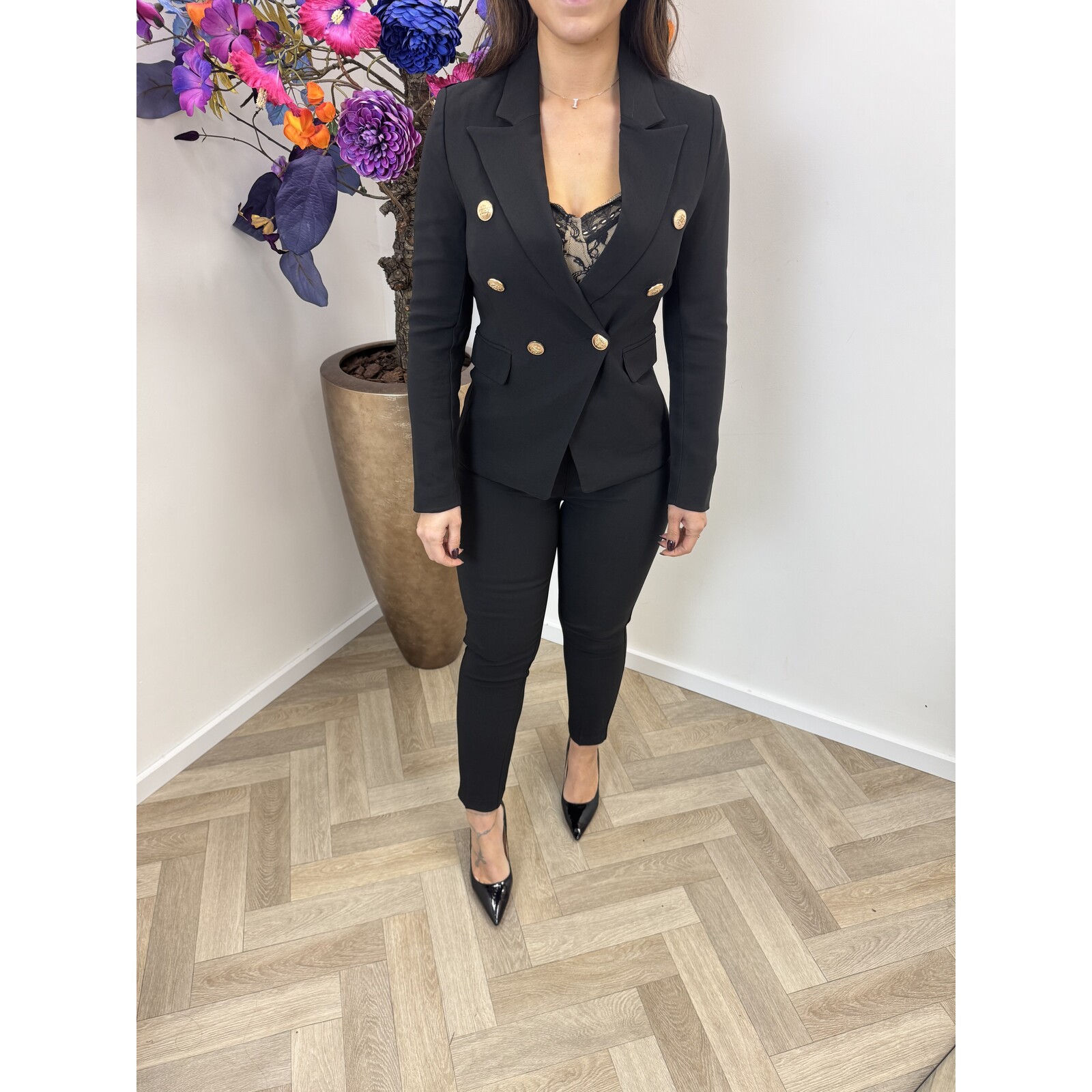 Luxury Blazer Button  Black V195