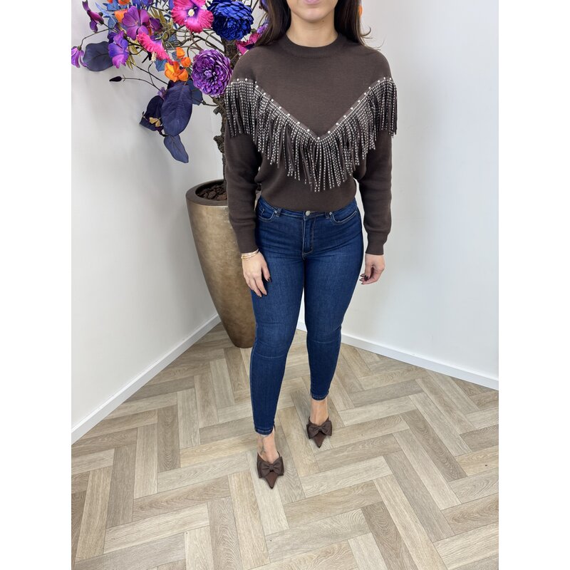 Trui Franje Studs Choco M1022