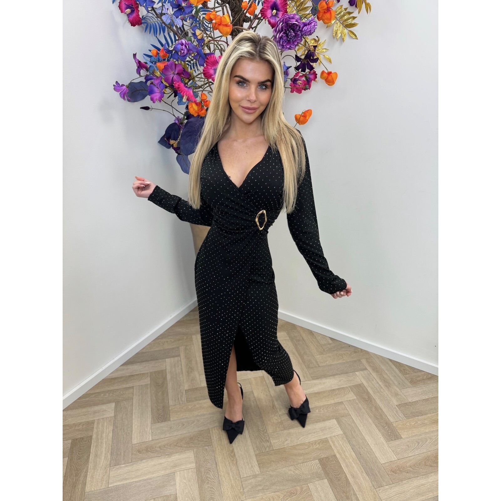 Long Dress Mini Diamonds Lisa  Black