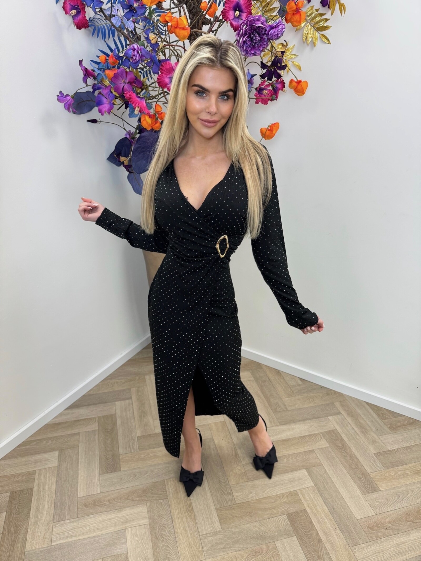 Long Dress Mini Diamonds Lisa  Black