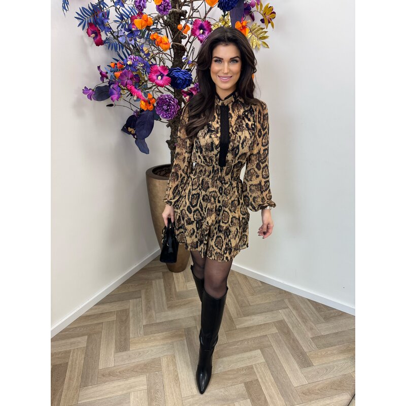 Dress Leopard ruffle with black CY4675A