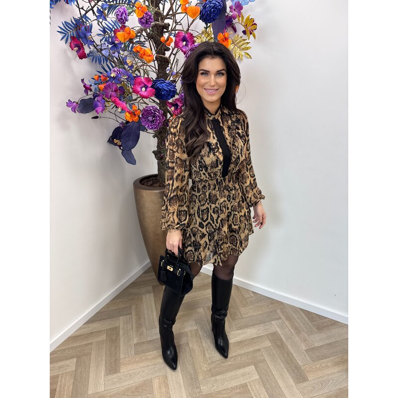 Dress Leopard ruffle with black CY4675A