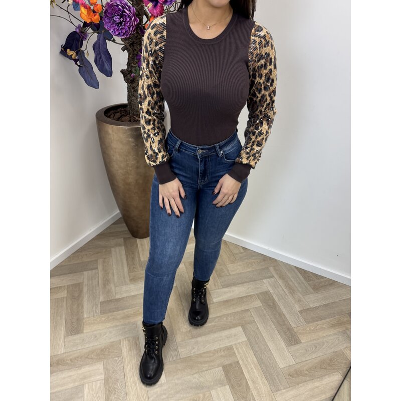 Top Leopard sleeve C25277 Choco