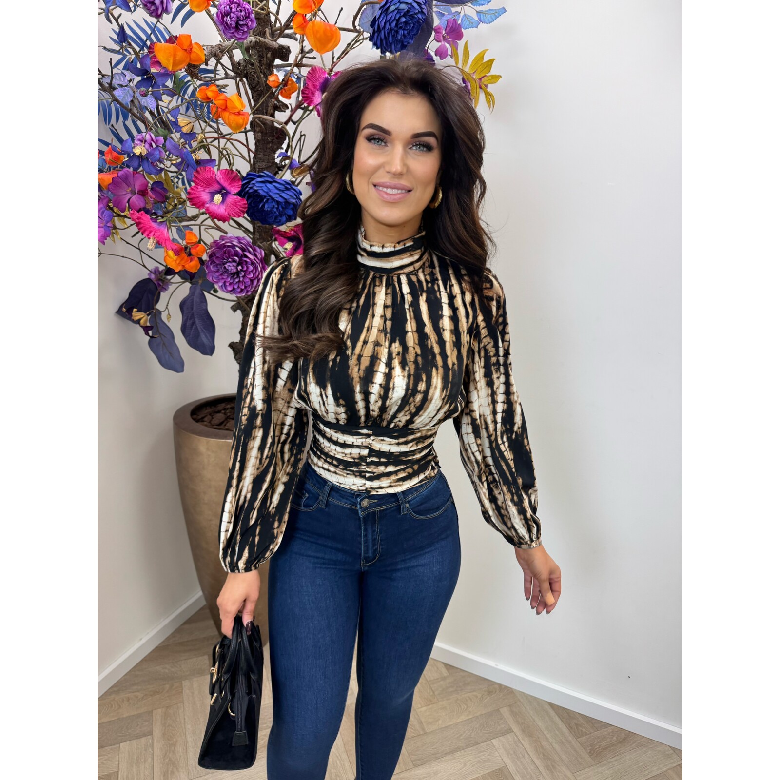 Blouse Lilly print Black brown CY4540A