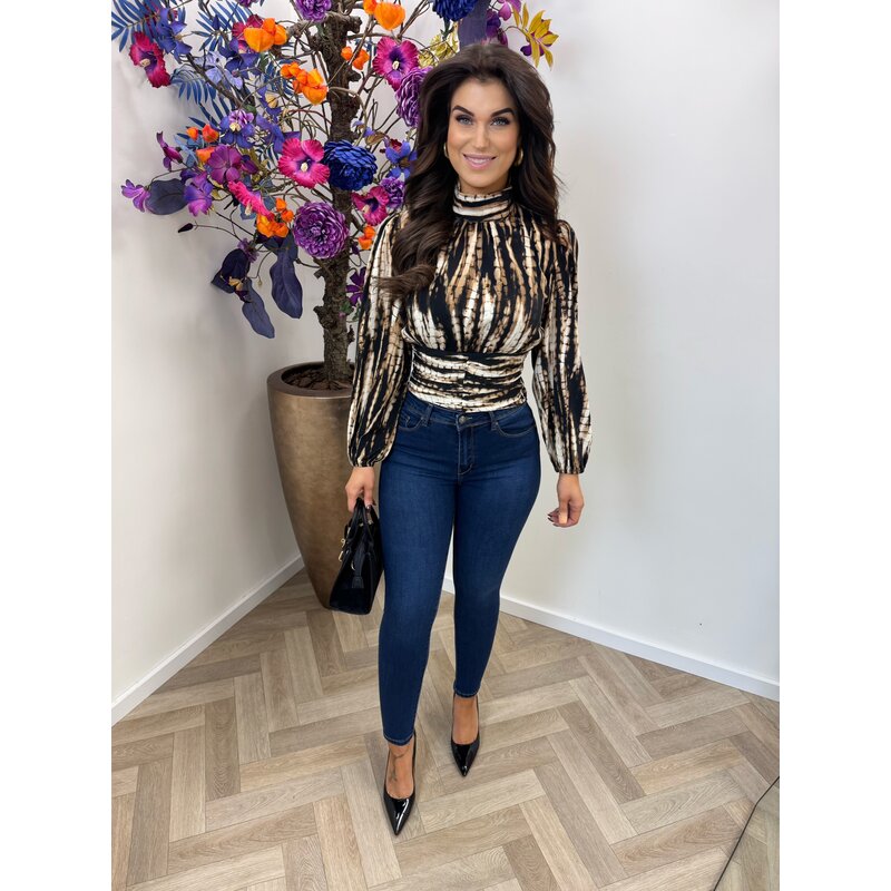 Blouse Lilly print Black brown CY4540A