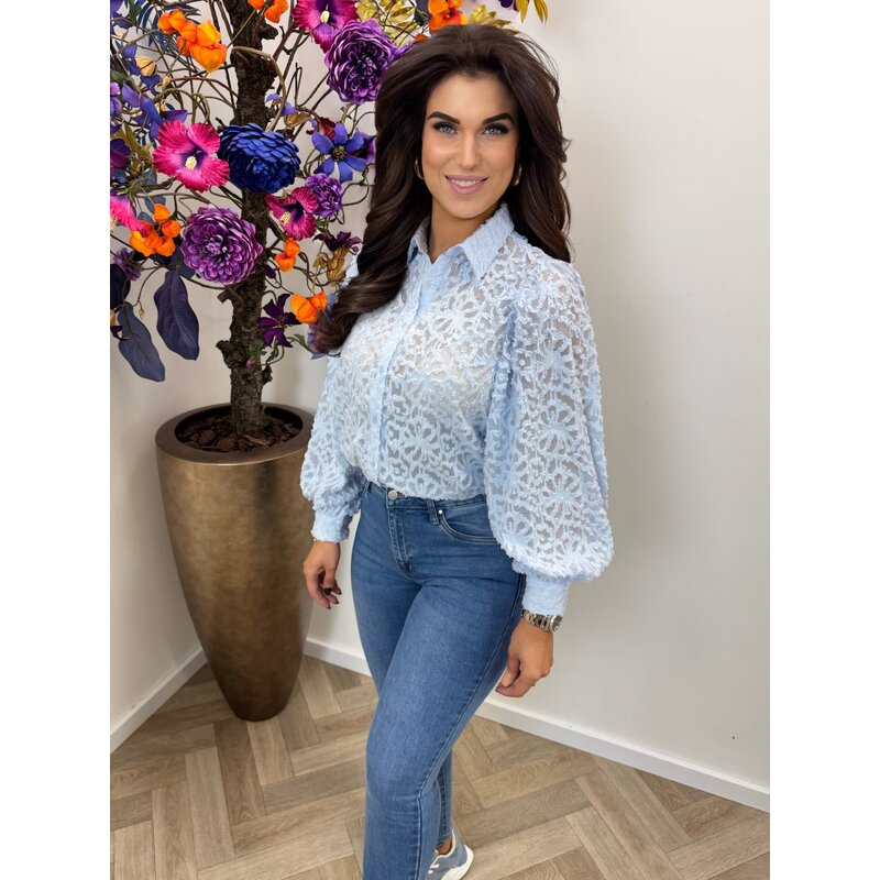 Blouse Kaylie Print AP-2503 Light Blue