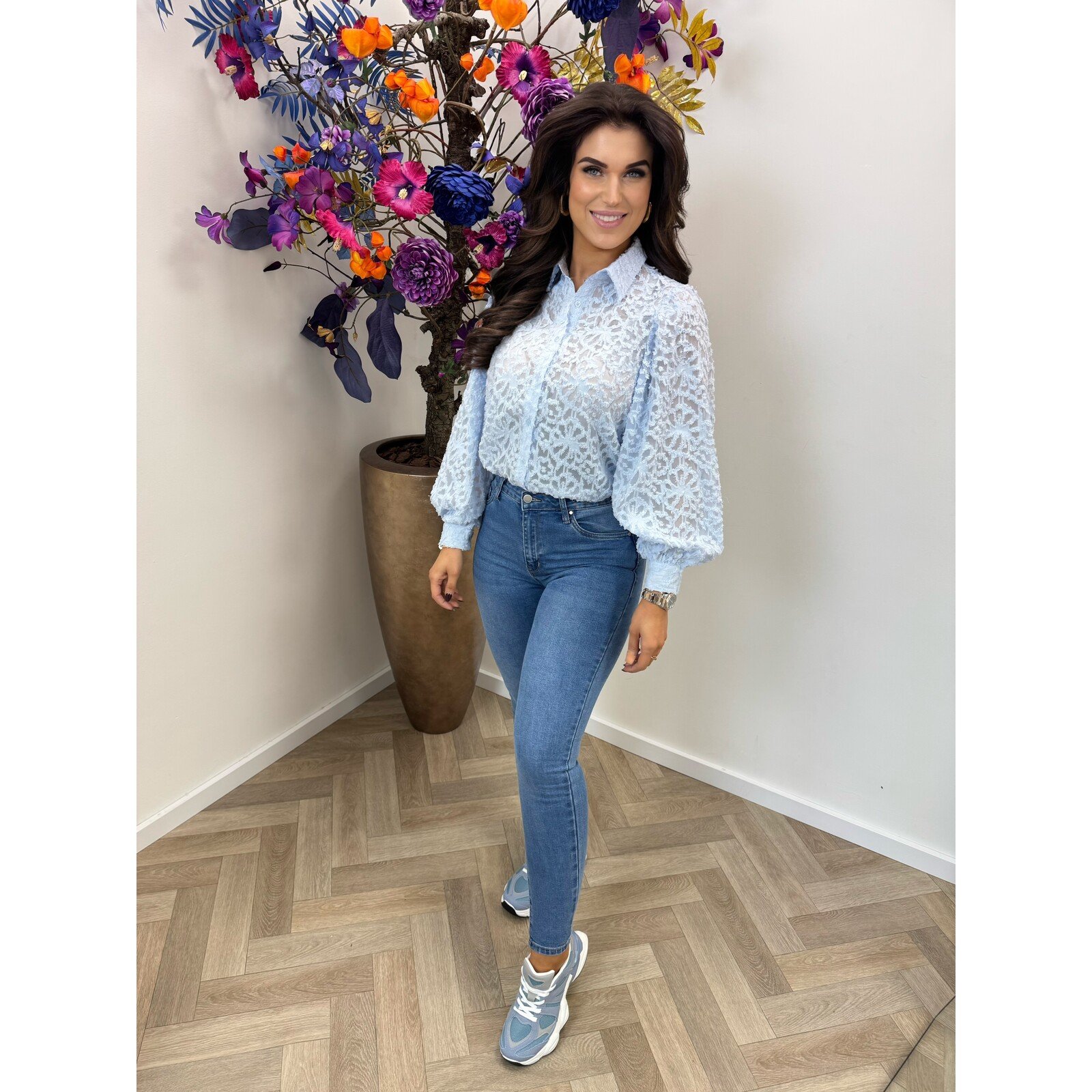 Blouse Kaylie Print AP-2503 Light Blue