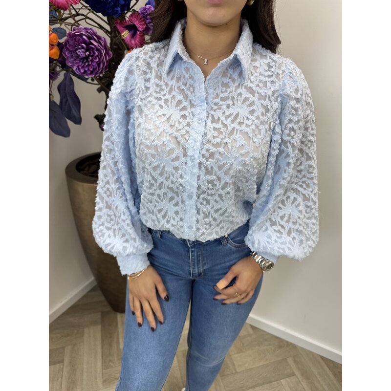 Blouse Kaylie Print AP-2503 Light Blue