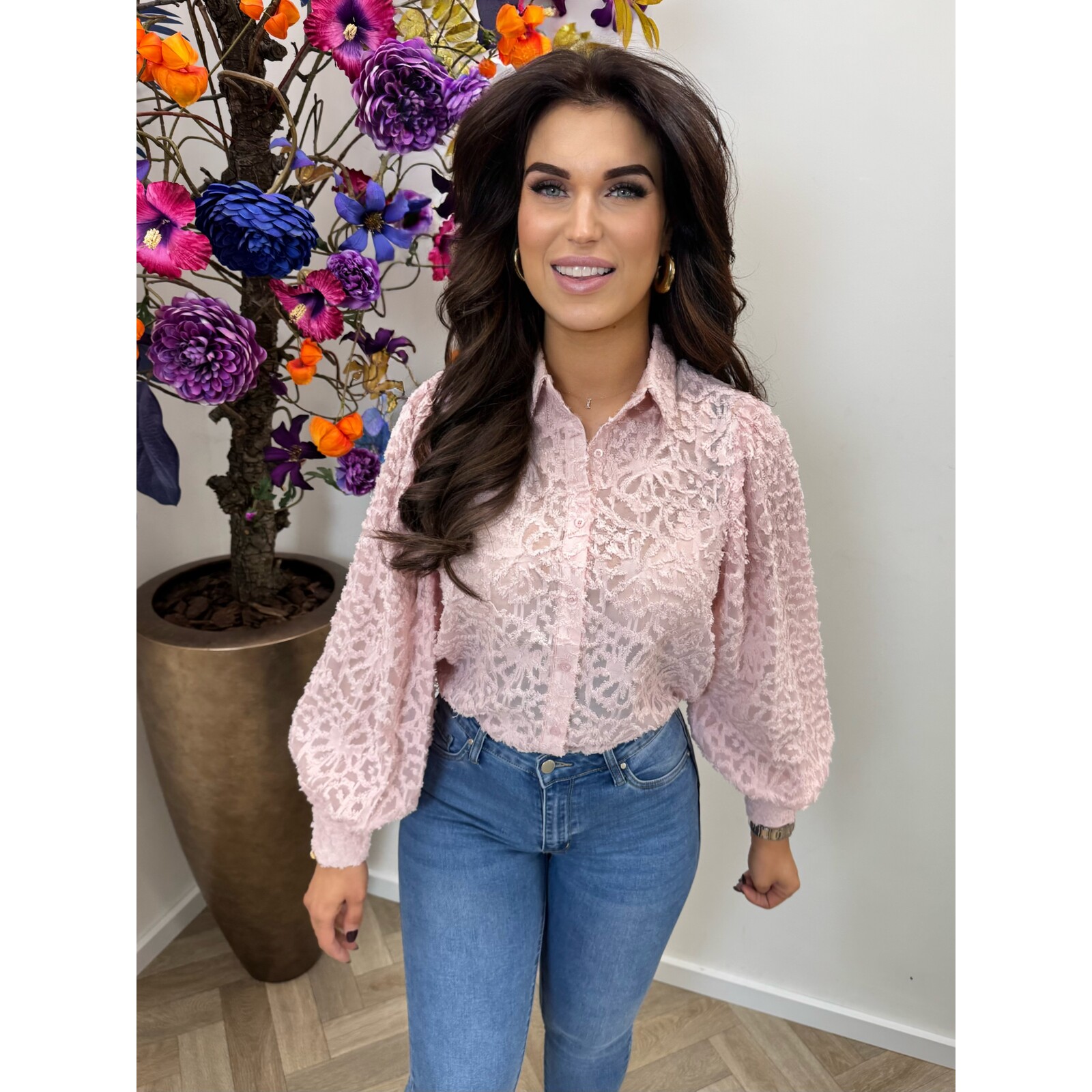 Blouse Kaylie Print AP-2503 Light Pink