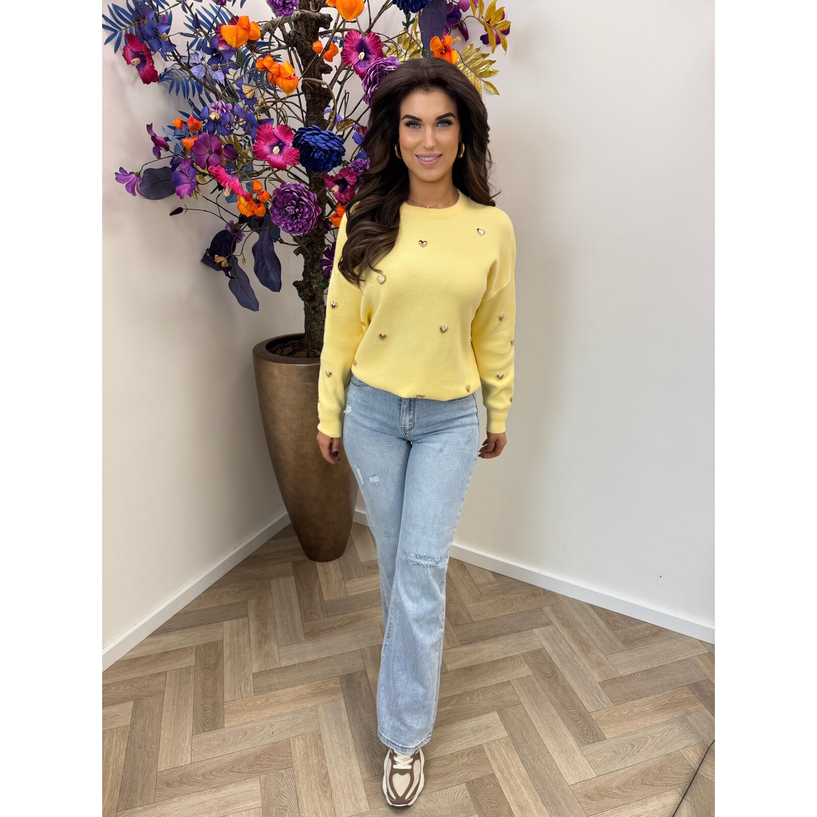 Sweater Gold Hearts M953 Yellow