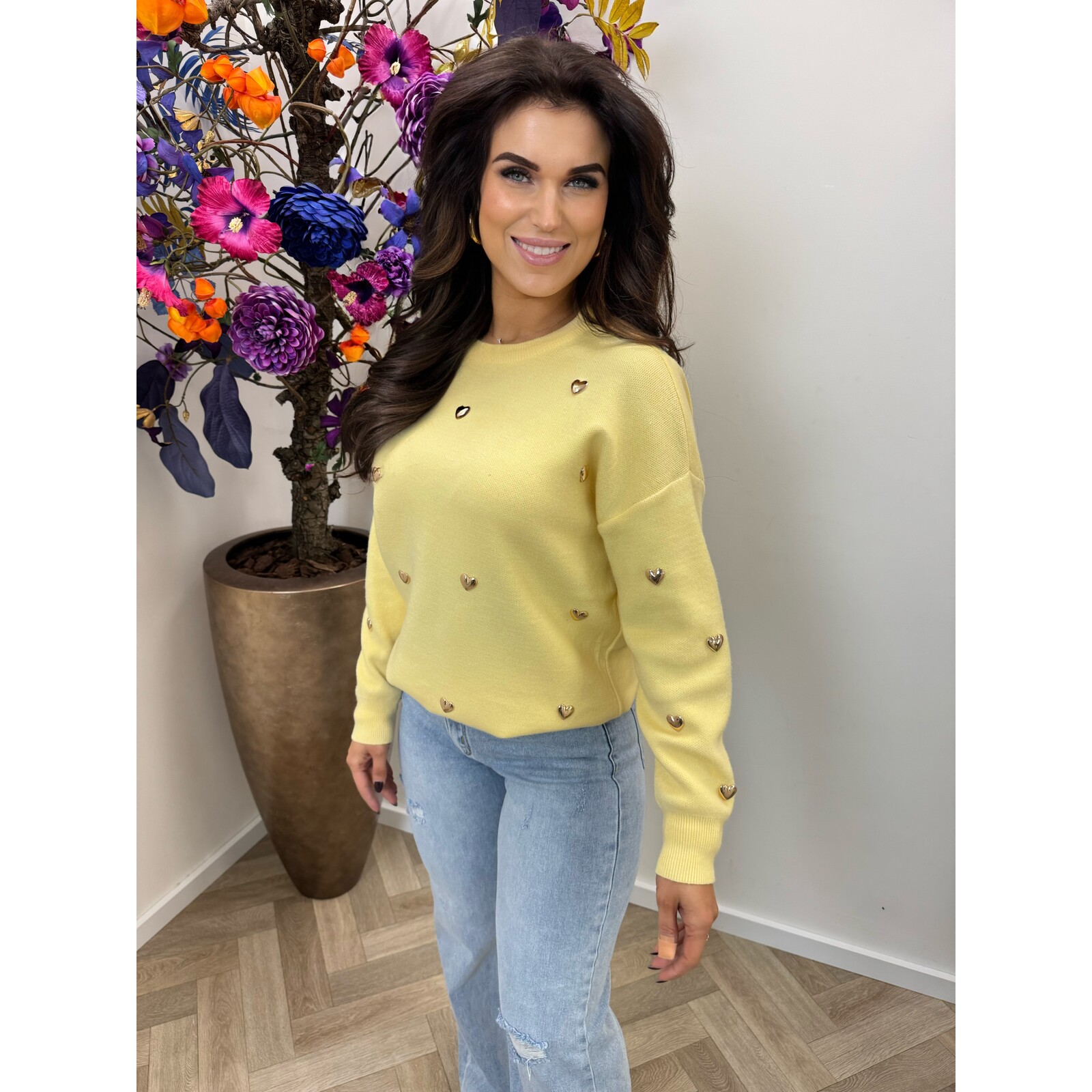 Sweater Gold Hearts M953 Yellow